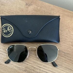 Ray-Ban Black and Gold Sunglasses with Case